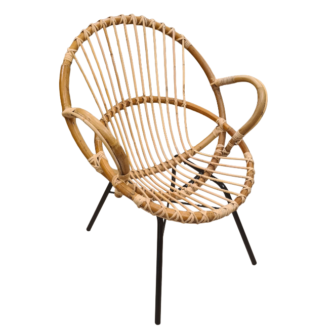 Retro Rotan Kuipje Stoel uit de jaren 50 60