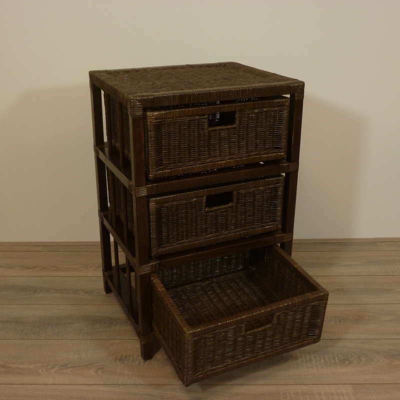 3 Ladenkast DarkBrown Pitriet Rotan