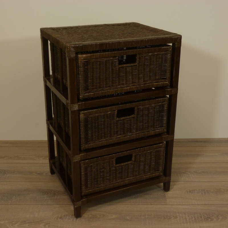 3 Ladenkast Dark Brown Pitriet Rotan