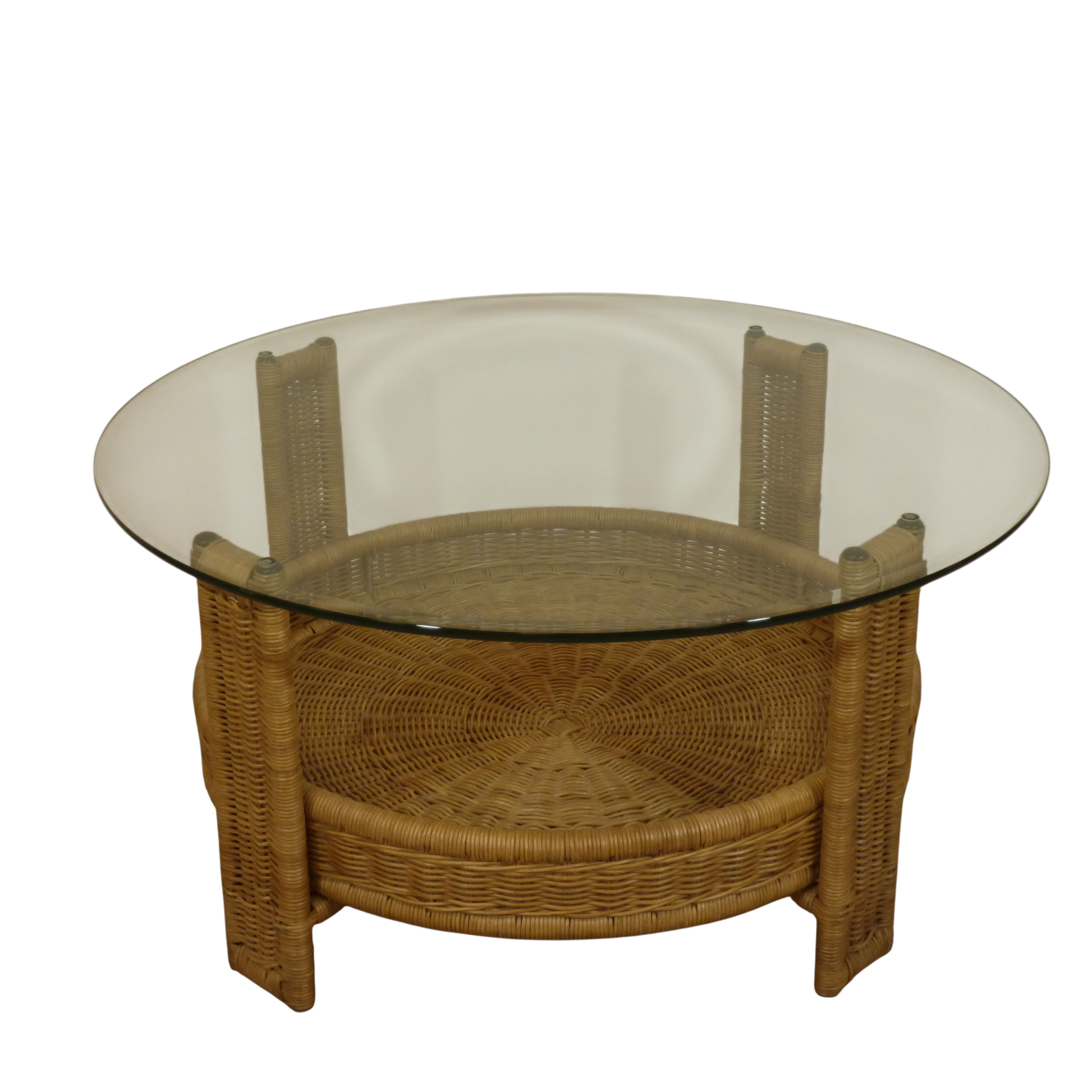 Vintage Ronde Rotan Salontafel/ Bijzettafel, Dutch Design, 1950 Vintage Ronde Rotan Salontafel/ Bijzettafel, Dutch Design, 1950