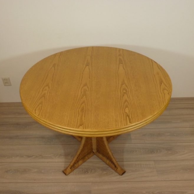 Amazone Rieten Eetkamertafel Eiken Rotan Tafel