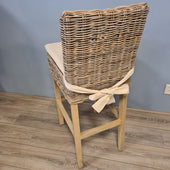 Barkruk Teak Hout Kubu Grey Rotan Met Kussen