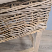 Barkruk Teak Hout Kubu Grey Rotan Met Kussen