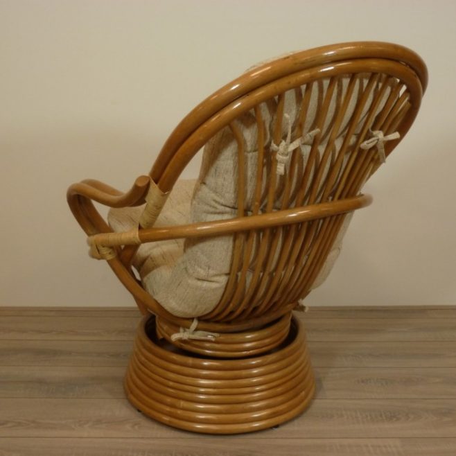 Draaistoel Verend Rotan Manou Honinkleur Ebo Kussen