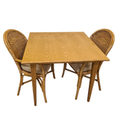 Tafel + 2 Celebes Armstoelen met Kussens Rotan Eethoek  Jubileumaanbieding  🎉