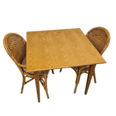 Tafel + 2 Celebes Armstoelen met Kussens Rotan Eethoek  Jubileumaanbieding  🎉