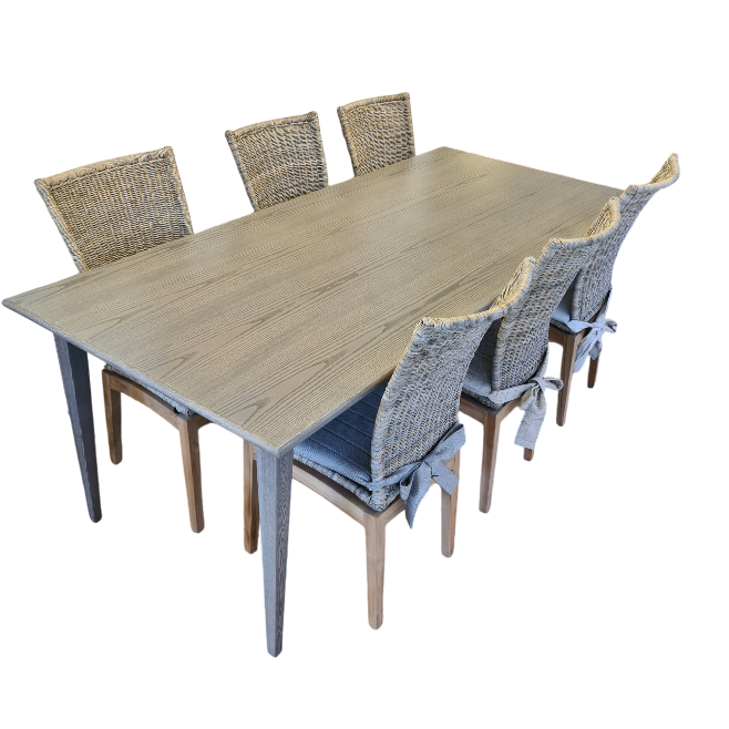 Eethoek Rotan Eiken Manou met 6 Stoelen Roma Compleet met Kussens Jubileumaanbieding  🎉