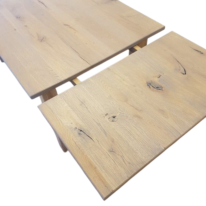 Eetkamertafel Eiken met Aansteekbladen grijs