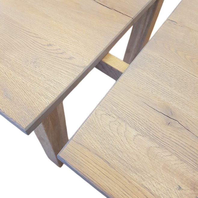 Eetkamertafel Eiken met Aansteekbladen grijs