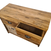 2-Manden-2-Laden Kast Oud Hout met Rotan Manden