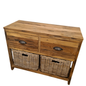 2-Manden-2-Laden Kast Oud Hout met Rotan Manden
