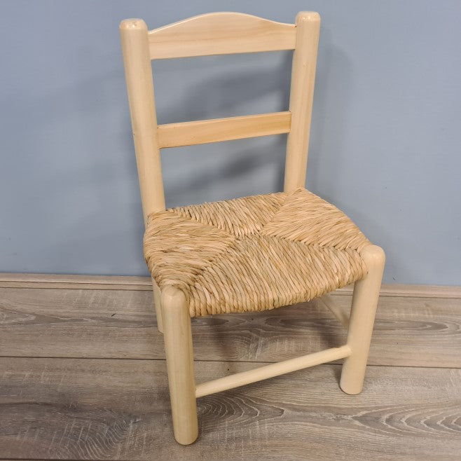 Kinderstoel Hout Biezen Blank Gelakt