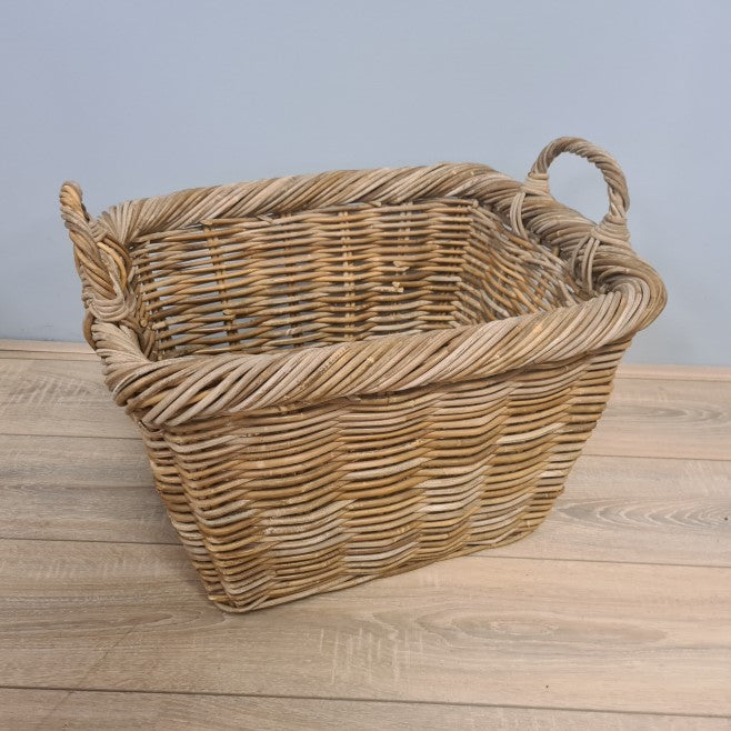Haardhout Mand Hout Rotan Grijs WasManden 1