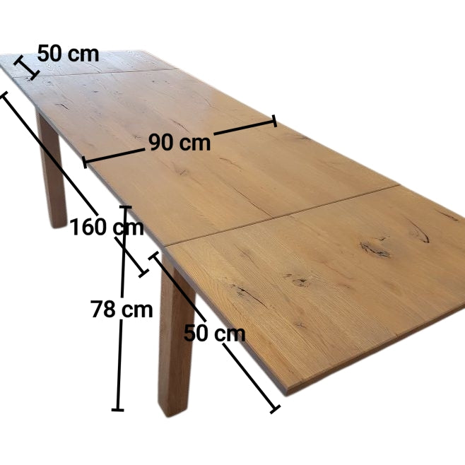 Eetkamertafel Eiken met Aansteekbladen grijs