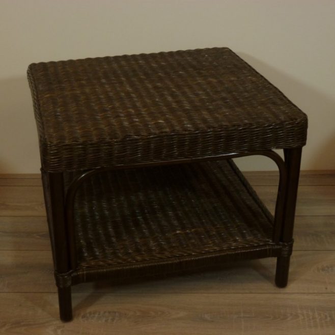 Palermo 60x60 cm DarkBrown Rieten Bijzettafel Tafel Rotan
