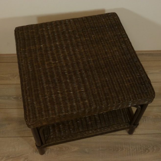 Palermo 60x60 cm DarkBrown Rieten Bijzettafel Tafel Rotan