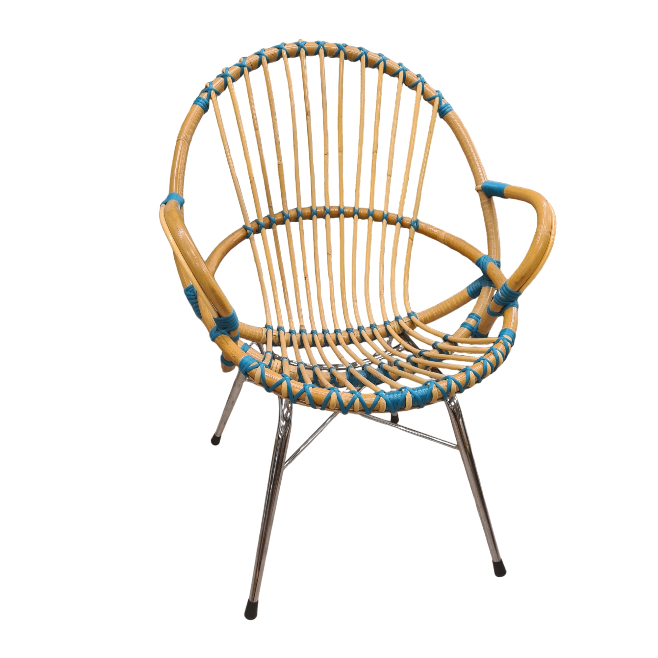 Retro Rotan Kuipje Chrome