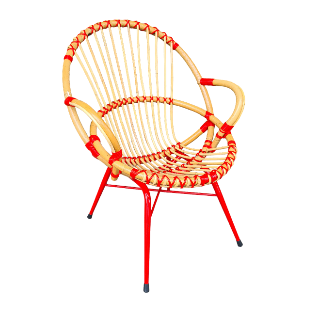 Retro Rotan Kuipje Rood!