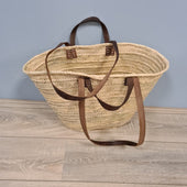 Rieten Tas Dubbele Hengsels Leder