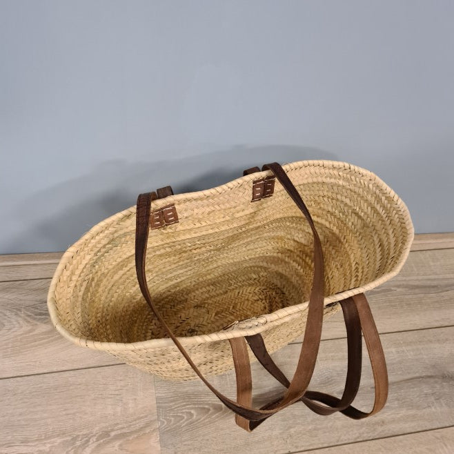 Rieten Tas Dubbele Hengsels Leder