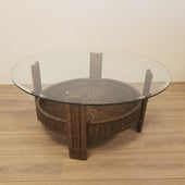 Rotan Salontafel Donker bruin rieten tafel 90 of 100 cm rond
