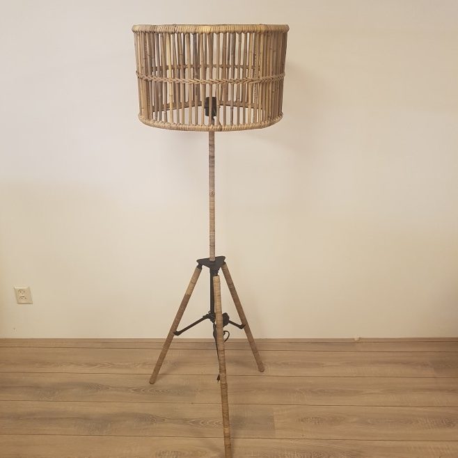 Rotan Staande Lamp Grijs Riet