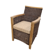 Boston Teak/Pullut Grey Stoel Rotan Grijs met Kussen