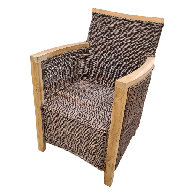 Boston Teak/Pullut Grey Stoel Rotan Grijs met Kussen