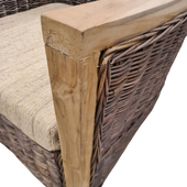 Boston Teak/Pullut Grey Stoel Rotan Grijs met Kussen