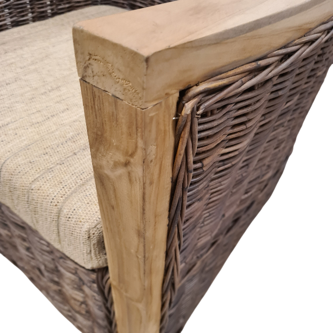 Boston Teak/Pullut Grey Stoel Rotan Grijs met Kussen