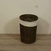 Rotan Wasmand Rieten Wasmanden Waskoffer Riet Rotanspeciaalzaak Hilversum Rotanspecialist Rotan Manden Rieten Mand Rotan Wasmand Pitriet Rond DarkBrown Klein