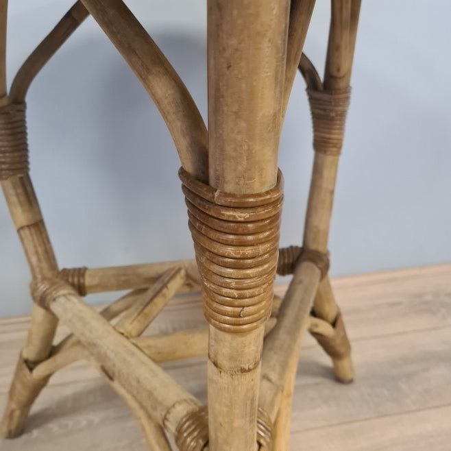 Tuintafel Rond Grijs Rotan Kunststof Blad Werzalit Old Pine