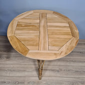 Tafel Teak Rond Grijs Rotan Tuinmeubelen 80, 90 of 100 cm