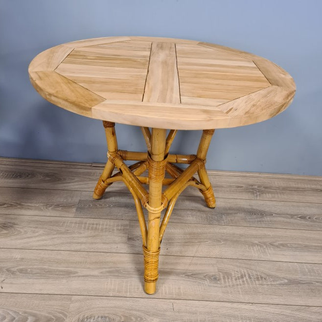 Tafel Teak Rond Rotan Tuinmeubelen 80, 90 of 100 cm