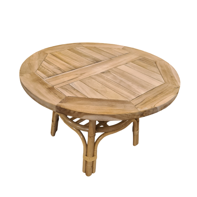 Belse Tafel Klein Rotan + Teak 70cm Rond