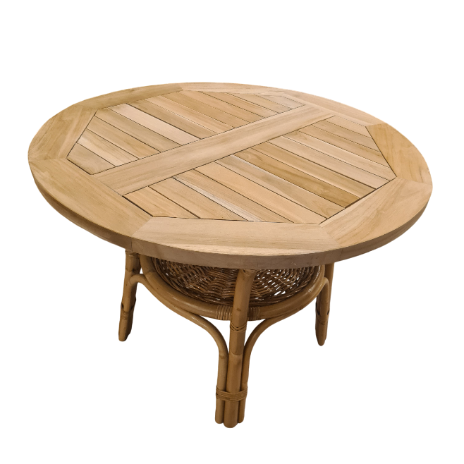 Belse Tafel Groot Rotan + Teakblad 80 cm