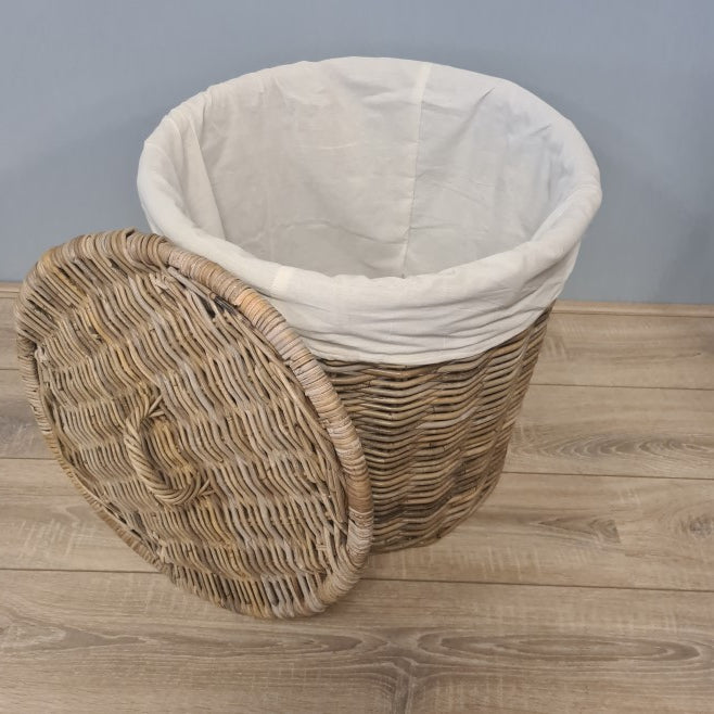 Rieten Wasmand Rond 55 cm Grijs Rotan