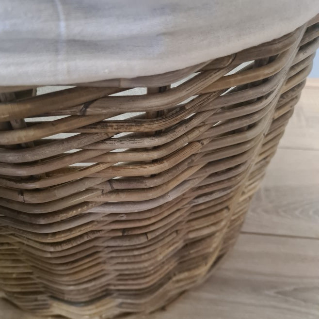 Rieten Wasmand Rond 55 cm Grijs Rotan