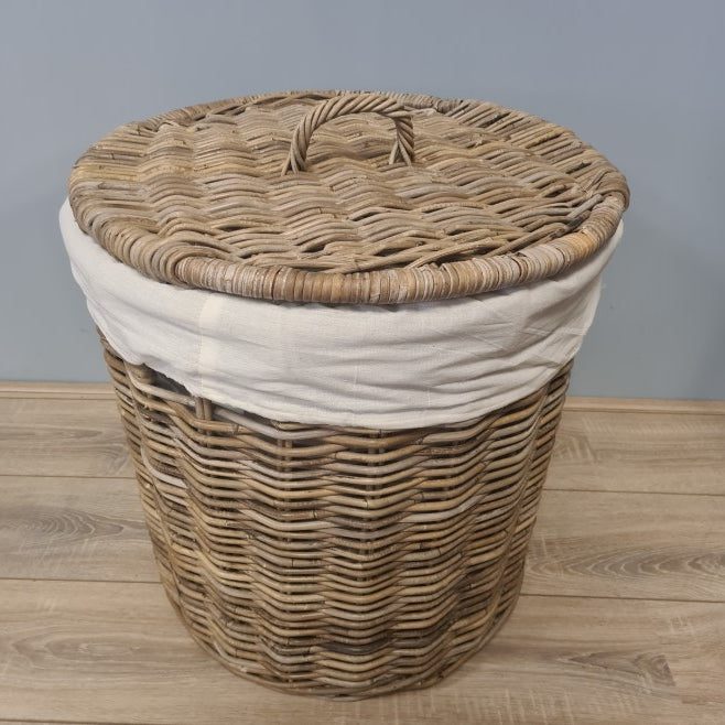 Rieten Wasmand Rond 55 cm Grijs Rotan