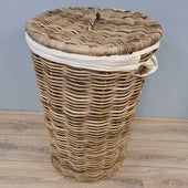 Rieten Wasmand Rond 50 cm Grijs Rotan Hoog