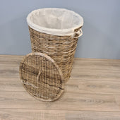 Rieten Wasmand Rond 50 cm Grijs Rotan Hoog