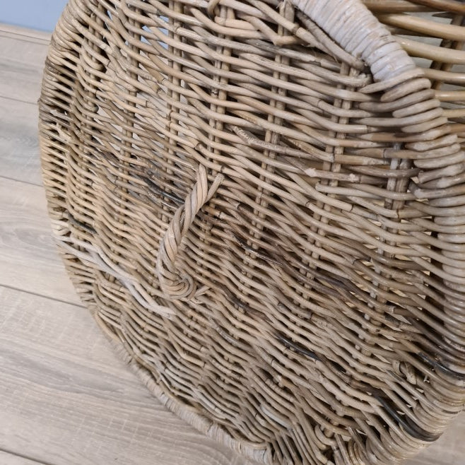 Rieten Wasmand Rond 50 cm Grijs Rotan Hoog