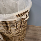 Rieten Wasmand Rond 50 cm Grijs Rotan Hoog