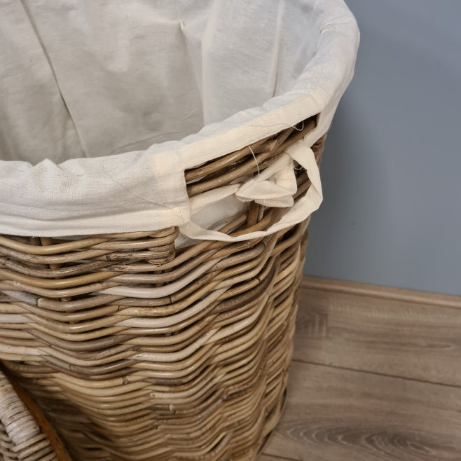 Rieten Wasmand Rond 50 cm Grijs Rotan Hoog